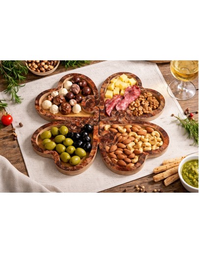 дървен поднос сърце комплект пъзел