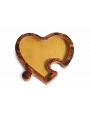 дървен поднос сърце комплект пъзел
