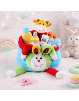 Плюшен органайзер за детска стая с кравичка и зайче