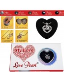 колие LOVE с естествена перла в мида и висулка сърце