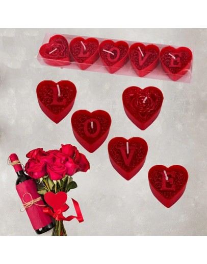 Чаени свещи LOVE -комплект 5бр.