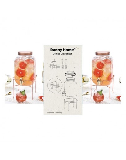 Стъклен диспенсър за вода и напитки с кранче – 4 L