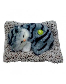 Плюшена играчка коте с постелка – мяука при допир, 16×14×17 см