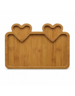 Бамбуково плато за сервиране със сърца 28 см